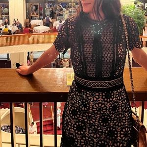 Blue Patterned Evening Dress XS